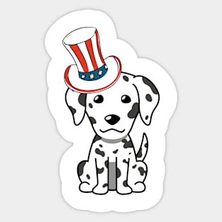 Funny dalmatian dog is wearing uncle sam hat Sticker